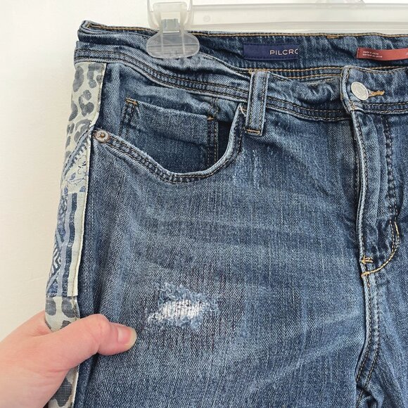 PILCRO AND THE LETTERPRESS ANTHROPOLOGIE ANTHRO Slim Boyfriend Jeans Stripe Crop - Picture 7 of 16